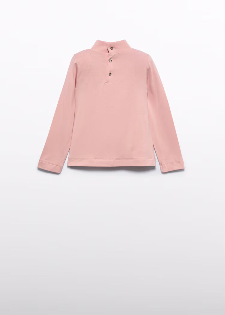 Abel & Lula - Girl Turtleneck with Bow Tie Pink