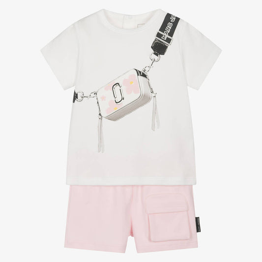 NEW!! MARC JACOBS Girls Pink Cotton Shorts Set