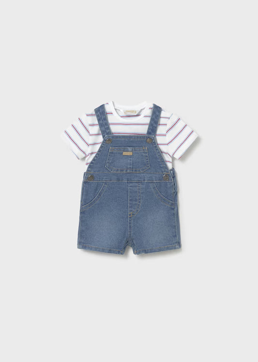 Mayoral - Newborn Boy Dungaree & T-Shirt Set - Denim