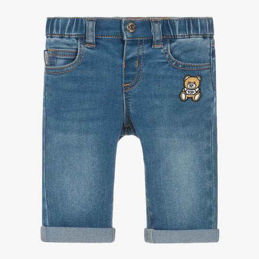 Moschino Baby Blue Denim Teddy Logo Jeans