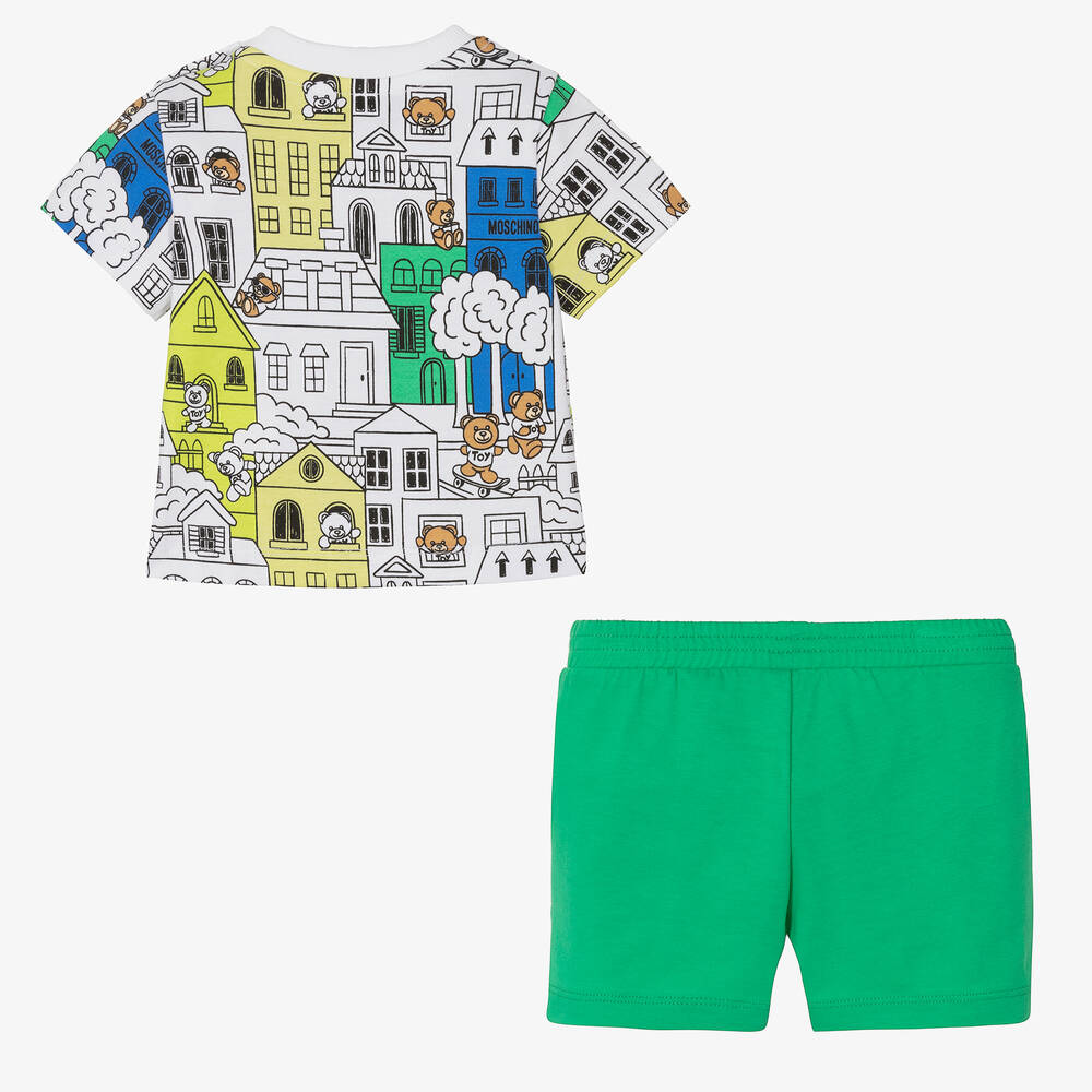 Moschino Baby Boys Green Town Teddy Bear Shorts Set