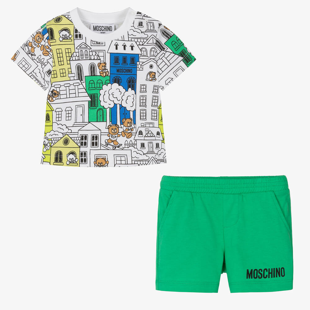 Moschino Baby Boys Green Town Teddy Bear Shorts Set