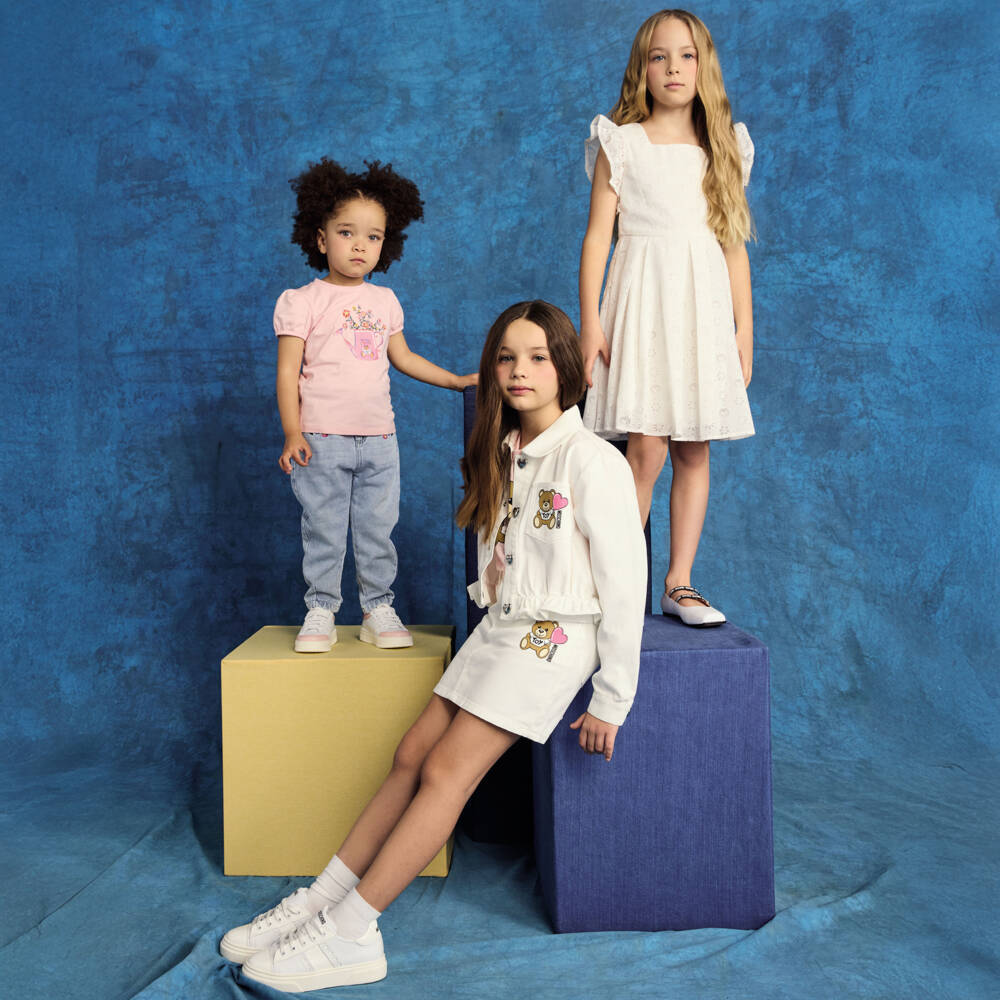 NEW!! Moschino Girls Ivory Denim Skirt