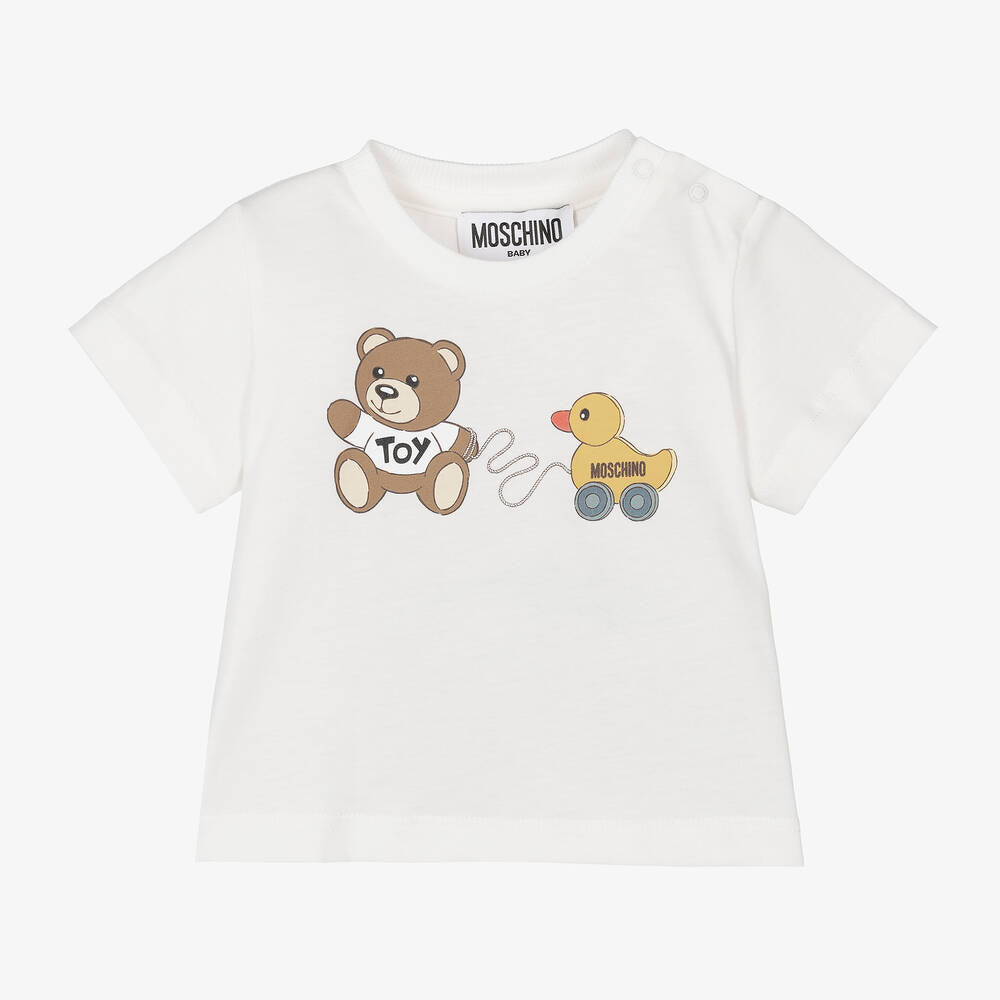 Moschino Baby Ivory Cotton Teddy Bear T-Shirt