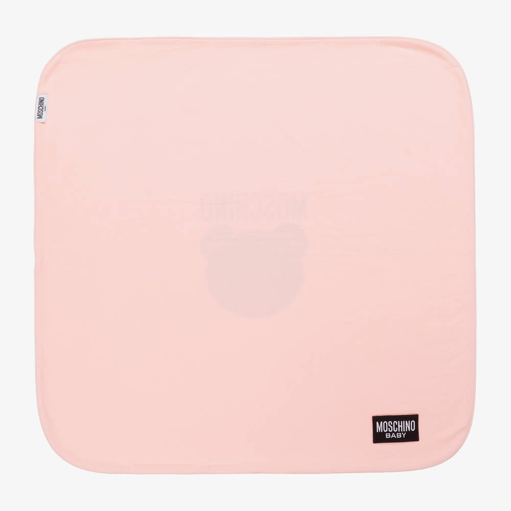 NEW!!  Moschino Baby Pink Cotton Teddy Bear Blanket (70cm)