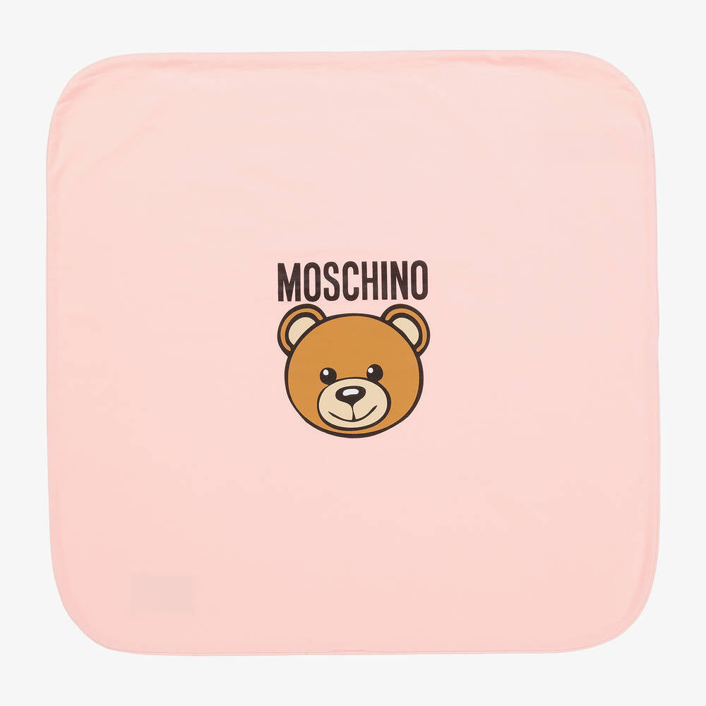 NEW!! Moschino Baby Pink Cotton Teddy Bear Blanket (70cm)