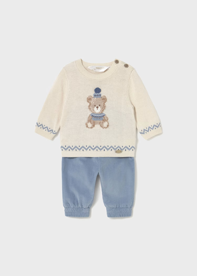 Mayoral - Newborn Boy Sweater & Pants Bear Set