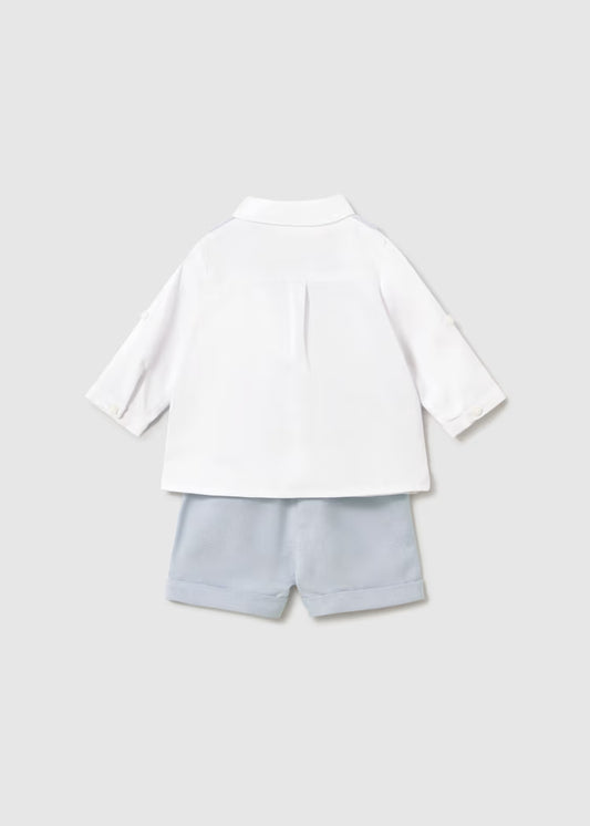 Mayoral - Newborn Boy Shorts & Shirt Set with Faux Vest - Regatta