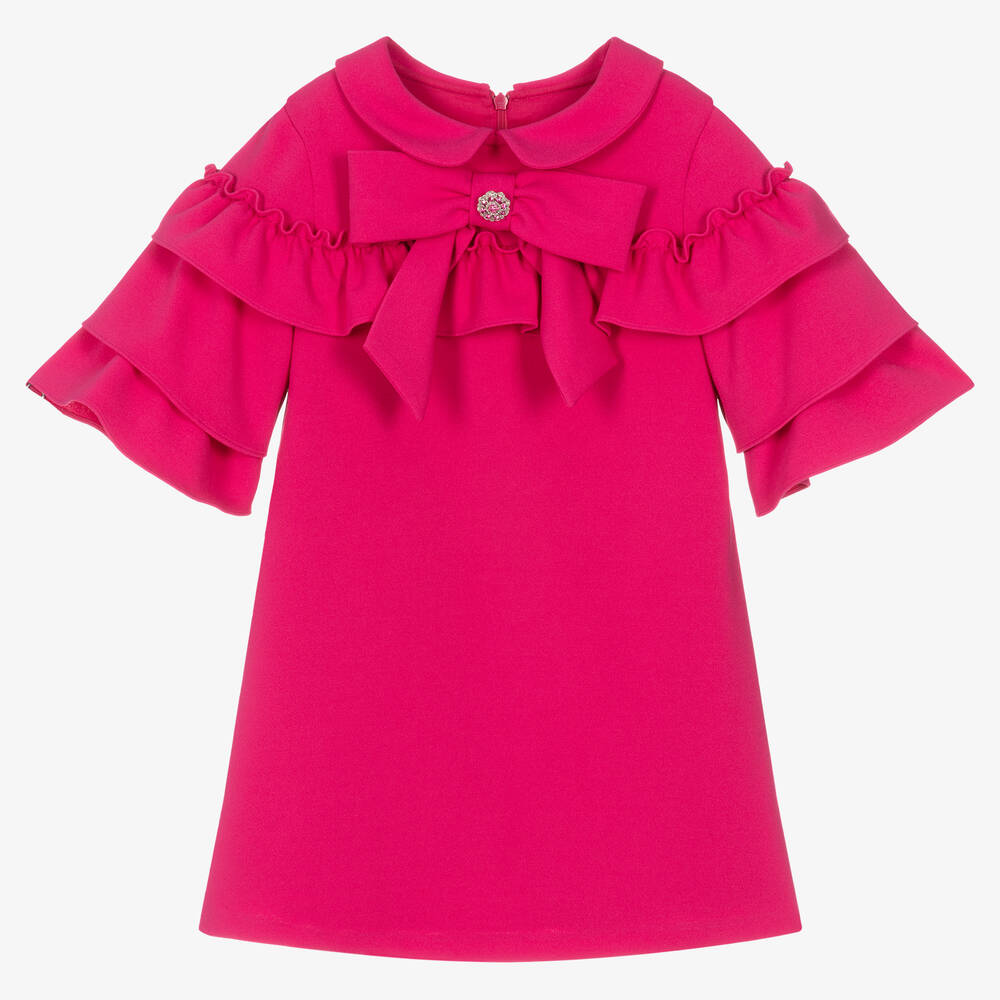Patachou Girls Fuchsia Pink Ruffle Shift Dress