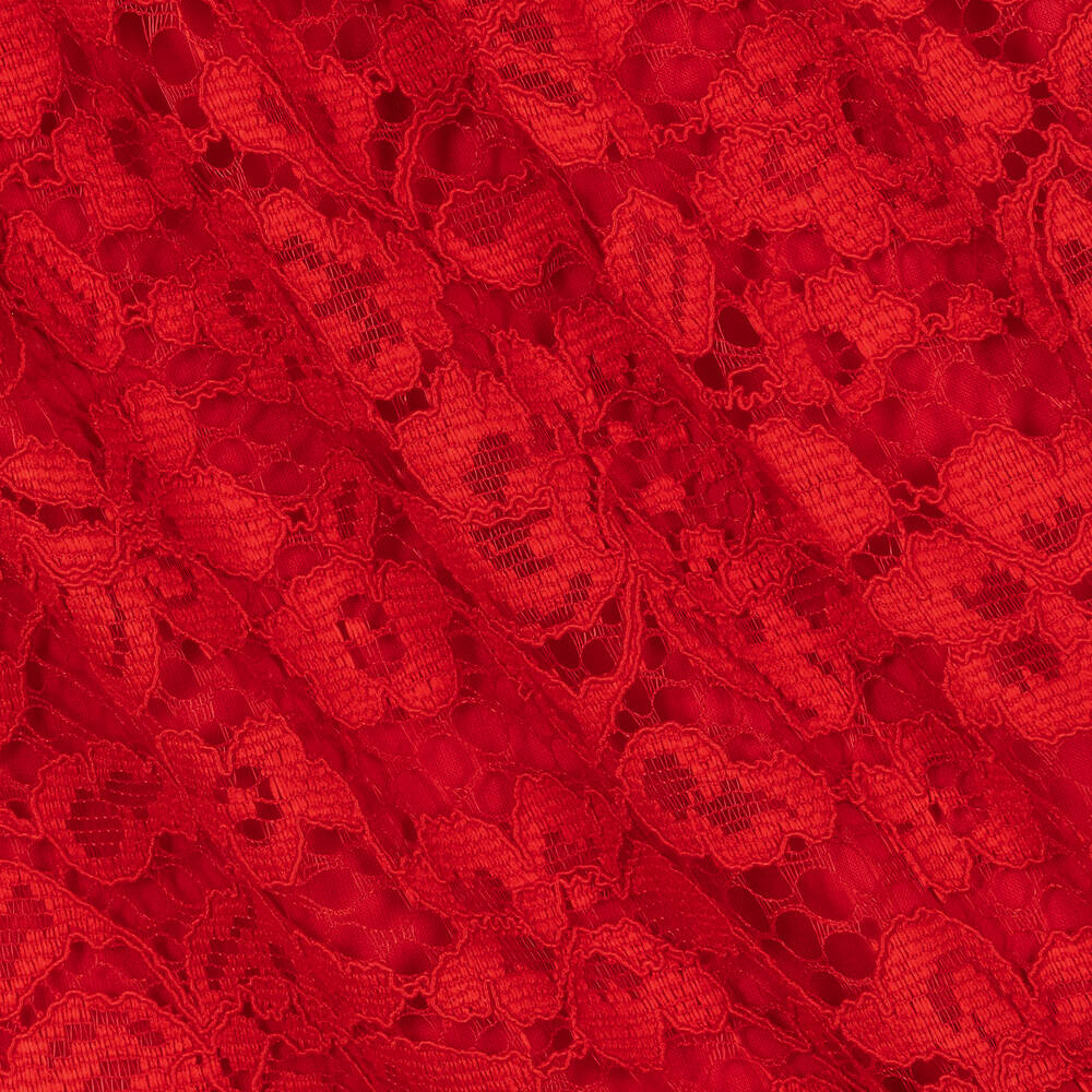 Patachou Girls Red Satin & Lace Dress