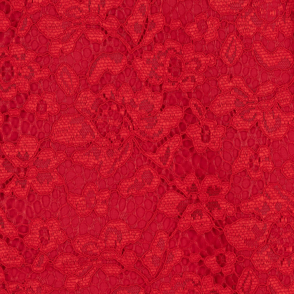 Patachou Girls Red Satin & Lace Dress