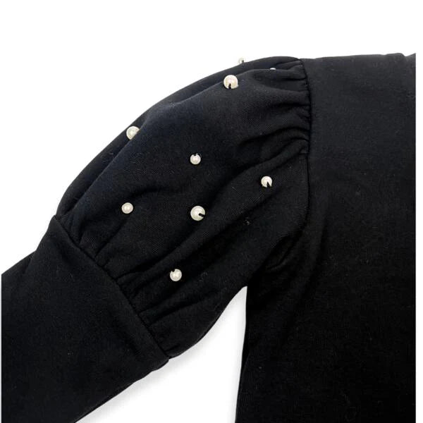 NEW!    DOE A DEAR Pearl Stud Puff Top - Black