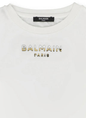 Balmain Kids Balmain Kids Logo Lettering Crewneck T-Shirt