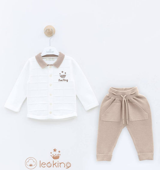 Leo King Baby Boy 32Piece Cotton Set - White and Brown