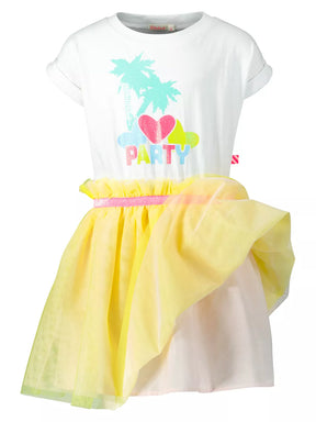 NEW!   BILLIEBLUSH WHITE & YELLOW PALM TREE TULLE DRESS