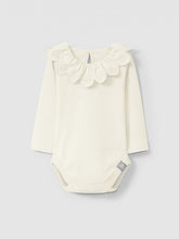 NEW!    Snug Bodysuit with ruffled collar English embroidery