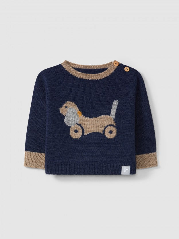 Knitted jumper jacquard dog