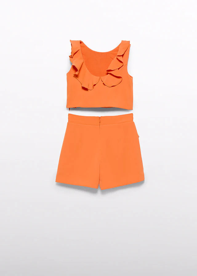 Abel & Lula - Girl Ruffle Shorts Set - Persimmon