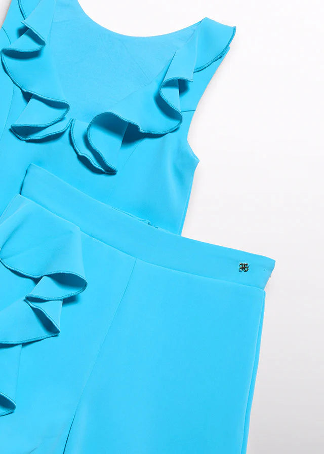 Abel & Lula - Girl Ruffle Shorts Set - Turquoise