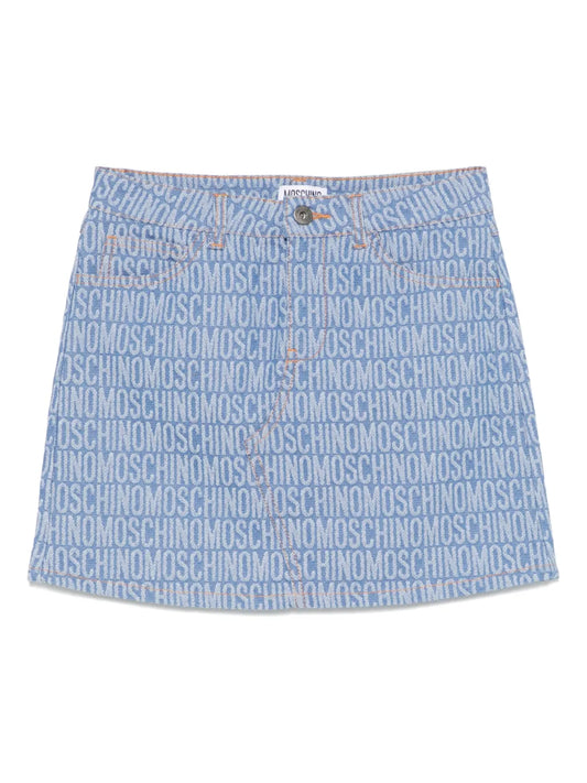 Moschino Kids Logo Jacquard Skirt – Blue Denim