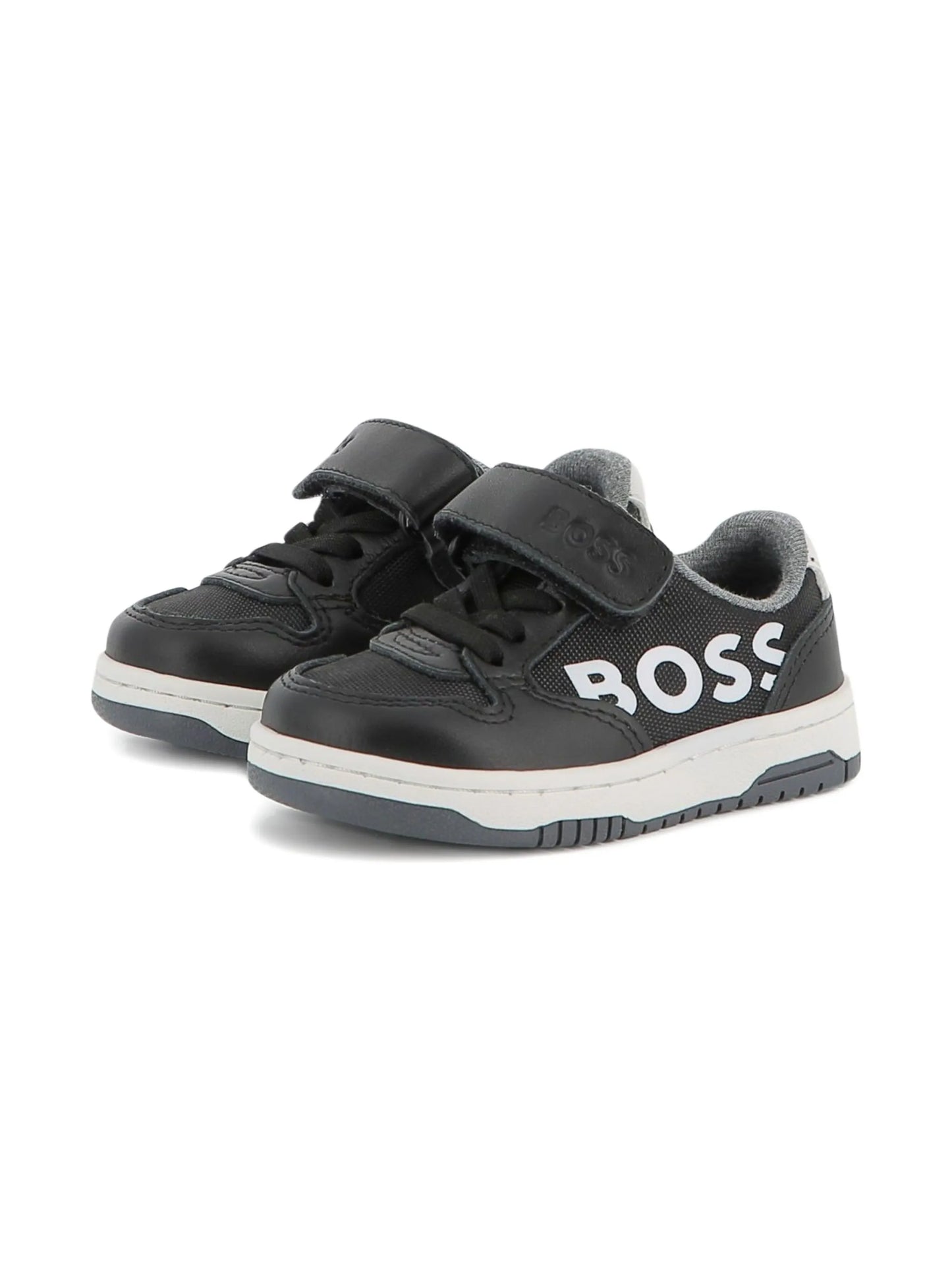 NEW!! BOSS Boys Black Logo-Print Shoes
