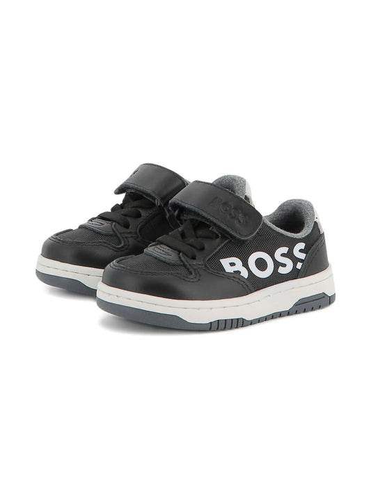NEW!! BOSS Boys Black Logo-Print Shoes