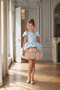 The Magnolia Dress - Pastel Sati Dress with Tulle Rosette Skirt