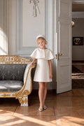 The Charlotte Ivory Satin A-Line Dress with Removable Capelet