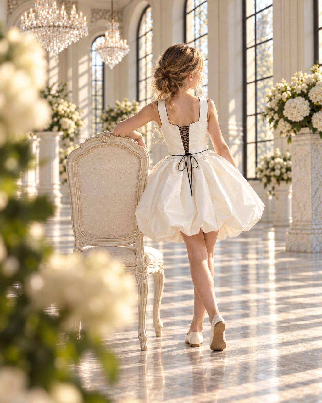 The Juliet Dress - Satin Bubble Dress with Corset Back