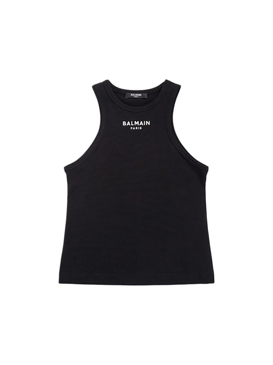 NEW!!  Balmain Kids Logo cotton-blend tank top