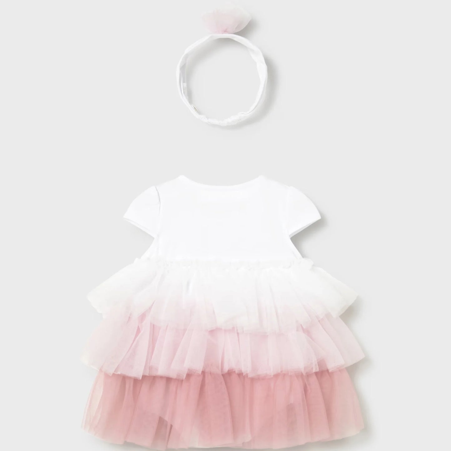 Mayoral - Newborn Girl Pink Tulle Dress and Headband Set