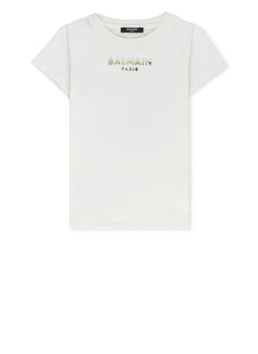 Balmain Kids Balmain Kids Logo Lettering Crewneck T-Shirt