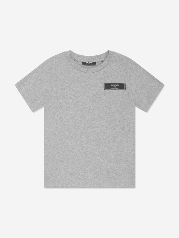 NEW!    Balmain Kids Logo T-Shirt in Grey