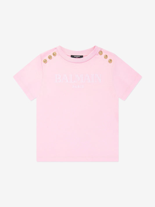NEW!!  BALMAIN Girls Logo T-Shirt in Pink