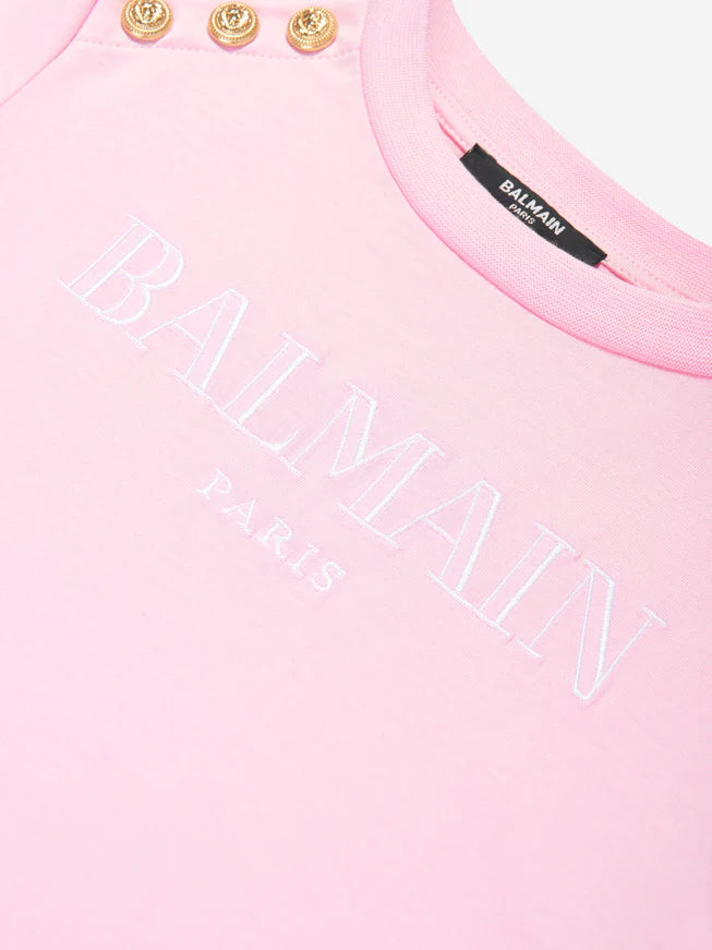 NEW!!  BALMAIN Girls Logo T-Shirt in Pink