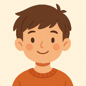 Illustration of a young boy wearing an orange sweater on a beige background