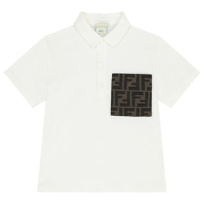 NEW! FENDI Baby Boys Ivory Logo Polo Shirt