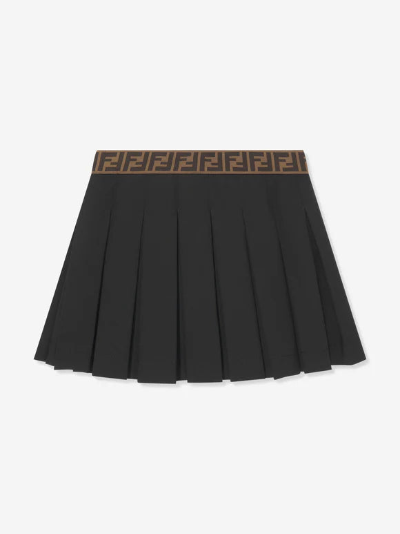 FENDI  Girls Pleated Skirt in Black