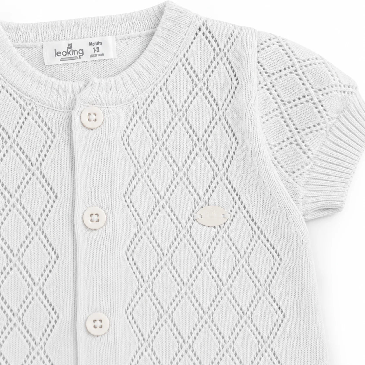 Leo King - Baby Boy Diamond Knit Short Sleeve Romper