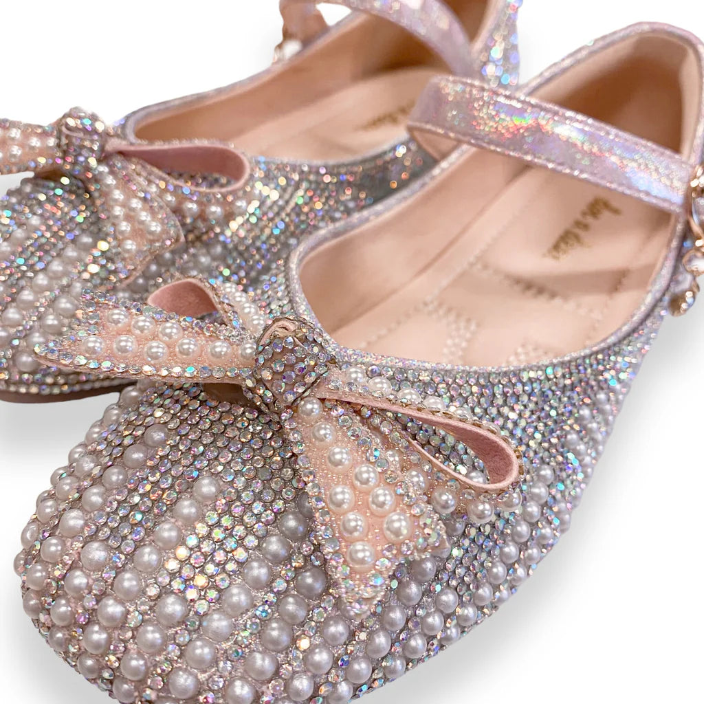 Doe a Dear Pearl & Rhinestone Flat Shoes - Pink