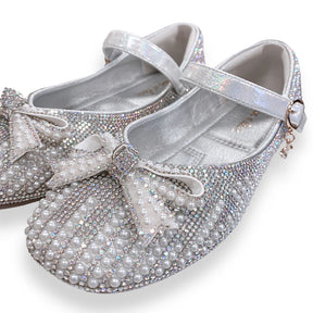 Doe a Dear Pearl & Rhinestone Flat Shoes - Silver