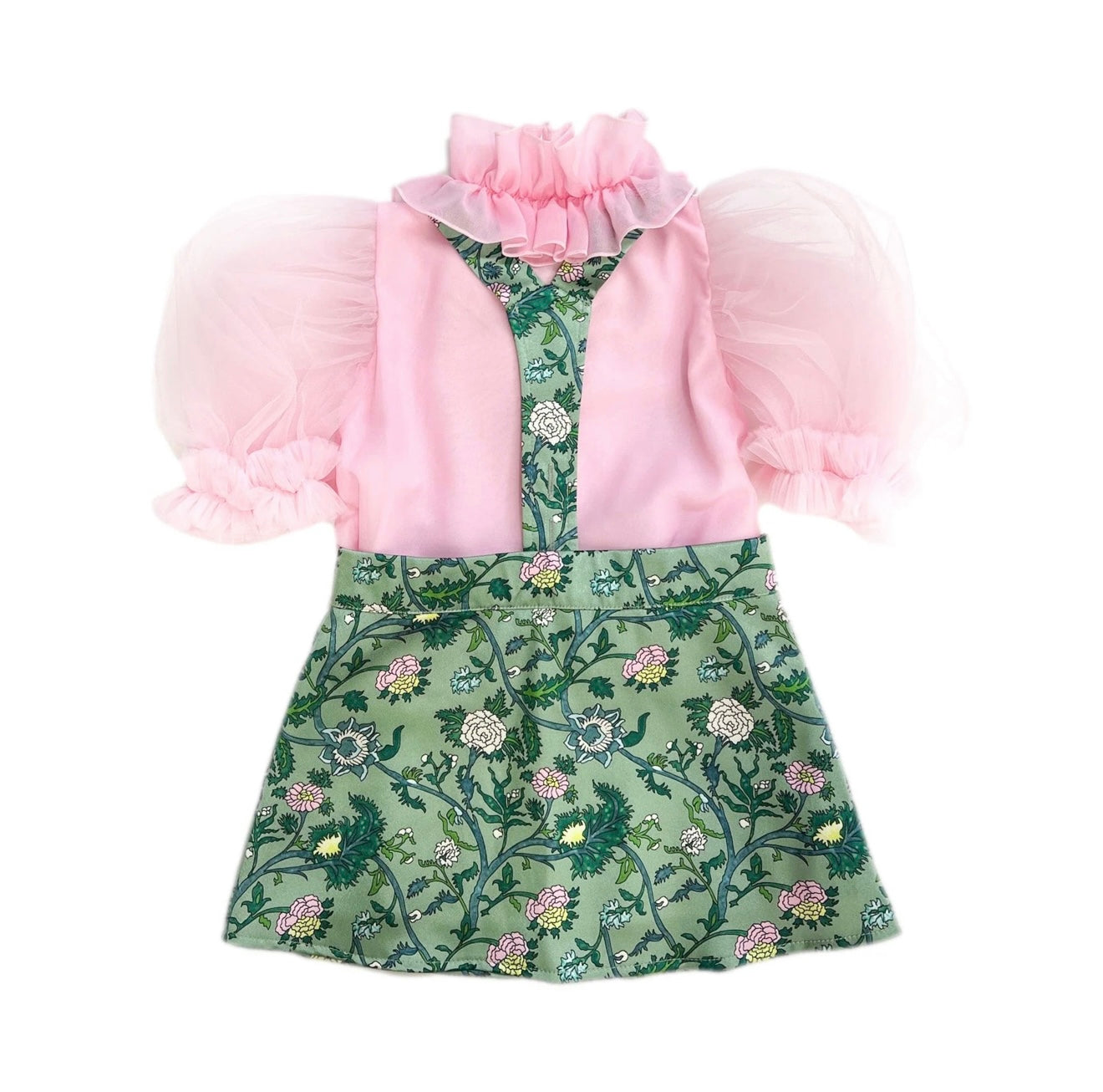 Petite Maison Eva Skirt and Blouse Pink and Green Floral Tulle Set