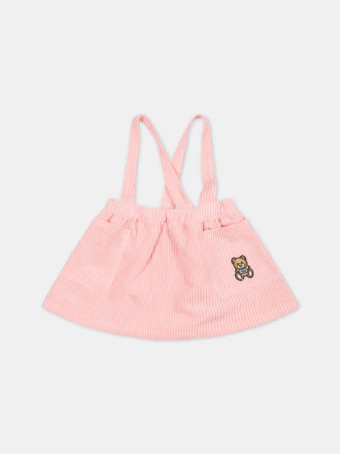 Moschino Kids Pink suit for baby girl with Teddy Bear