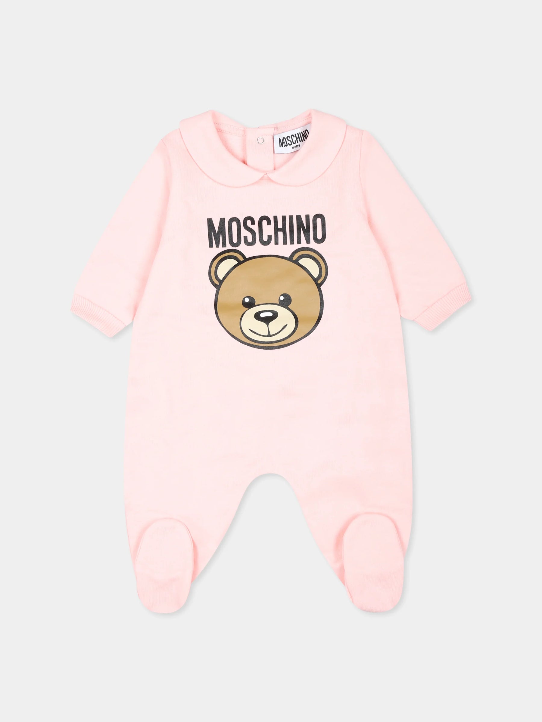 NEW!! Moschino Kids Pink babygrow for baby girl with Teddy Bear