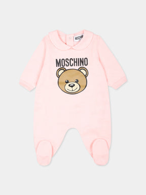 NEW!! Moschino Kids Pink babygrow for baby girl with Teddy Bear