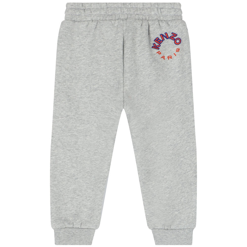 Kenzo Boys Grey Logo Hooded Zip Up Top and Joggers Set