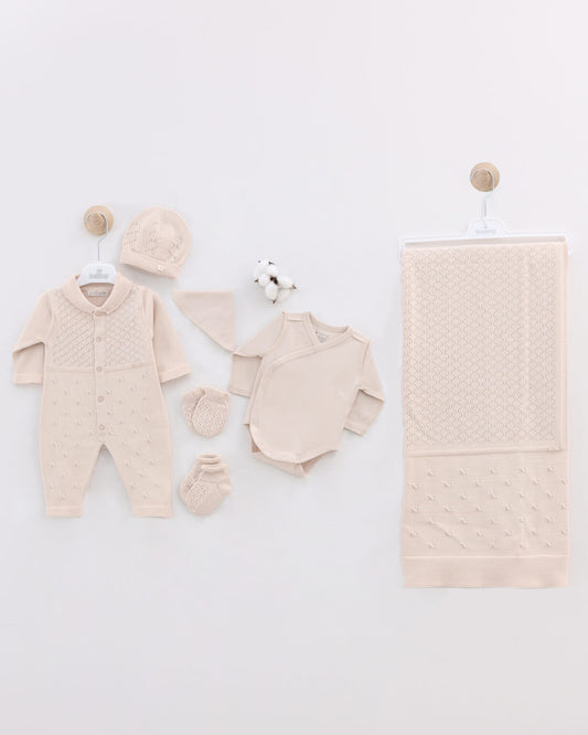 Leo King Baby Boy 7-Piece Newborn Set - Beige