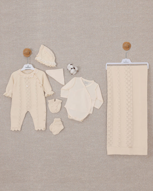 LeoKing Newborn Baby 7-Piece Cotton Set - Beige