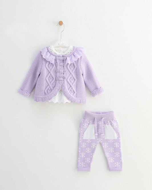 Baby 3-Piece Wool Long Set - Purple