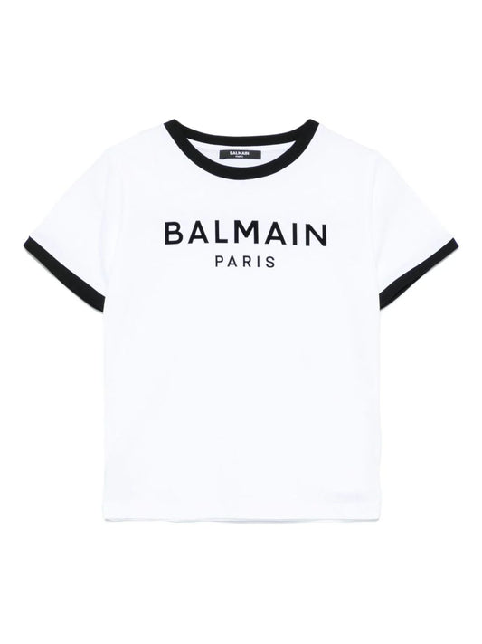 NEW!!  BALMAIN Kids White Logo Embossed T-Shirt